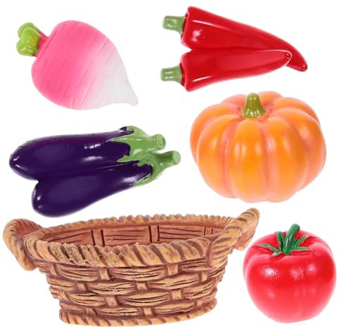 HAMPPLIES 1 Satz kürbispüree kürbiskerne Dollhouse Accessories gemüsekorb zierkürbis Obstbär-Partydekorationen Puppenhaus-Obstkorb gemüseerde Mini-Hausgemüse Miniaturgemüse Harz