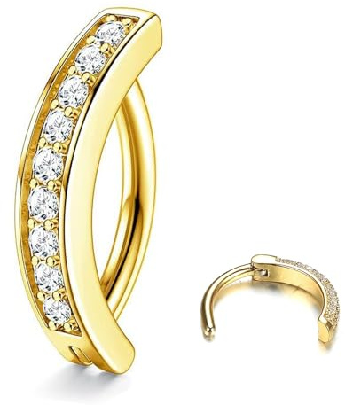 ZHITENG 14G klickerring navelring för dam, diamant navelring allergivänlig omvänd böjd belly-knapp ring navel smycken, sexiga bikini kroppssmycken dam