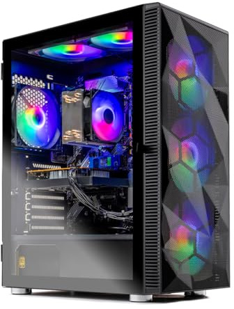 Skytech Gaming Storm Desktop PC, Ryzen 5 5500 3.6 GHz (4.2GHz), AMD RX 9060XT 8GB, 1TB NVMe SSD, 16GB DDR4 RAM 3200, 650W Gold PSU, Wi-Fi, Win 11
