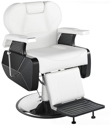 Barber Salon Chair - Vintage Styling Hydraulic Recliner with 360° Swivel for Professional Hair Cutting and Shampoo Equipment
