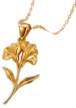 LKBEADS 925 Sterling Silver Sweet Pea Flower 3D Minimalist Pendant Necklace In Fancy Shape With 18 Inch Cable Chain Gold Plated Charm Meaningful Jewelry |LKD_3DM_00221