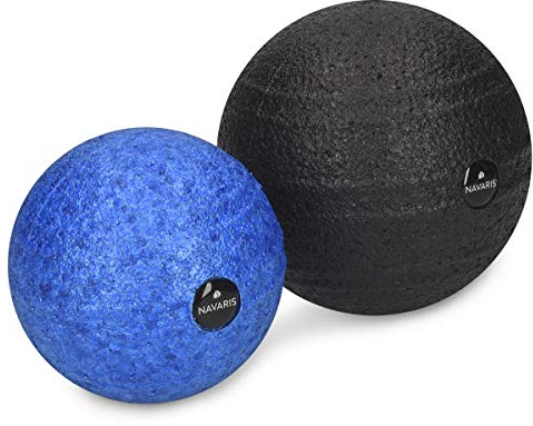 Navaris Faszienball Set zur Selbstmassage - 2x Massageball Faszien Ball zwei Größen - Bälle zur Massage von Nacken Schulter Rücken - Blau Schwarz