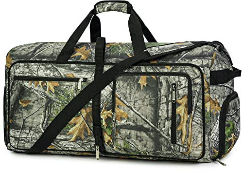 WANDF Reisetasche mit Schuhfach Faltbare Weekender-Reisetasche Handgepäck für Herren Damen (Camouflage,65L)