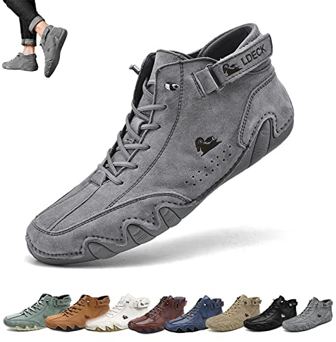 Italienische Handgefertigte Wildleder-Klettverschluss-hohe Stiefel – Becks Shoes Herren Wasserdichte Wildleder-Freizeit-Sneaker, Rutschfeste, Atmungsaktive Herren-Chukka-hohe Stiefel For Den Außenbere