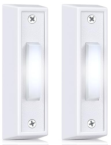 Saillong 2 Pieces Lighted Doorbell Button, White, White Light