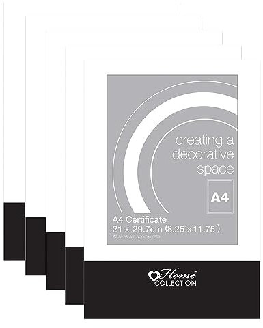 JMS we create smile - Set of 5 - A4 Clip Frame Frameless Glass Front Photo Certificate Picture Frames Wall Hanging Hook (21 x 29.7cm) Landscape/Portrait Poster Frame Home Office Wall