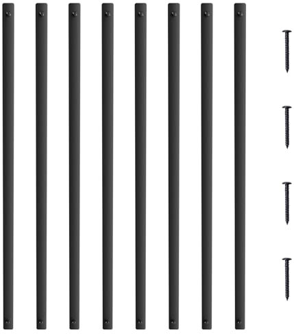 VEVOR Balaustre de Metal para Escaleras 820 x 25 mm Husillo de Barandilla Plano de Aleación de Aluminio 51 Varillas de Cubierta con Tornillos Barandilla Hueca Clásica Recubrimiento en Polvo Negro