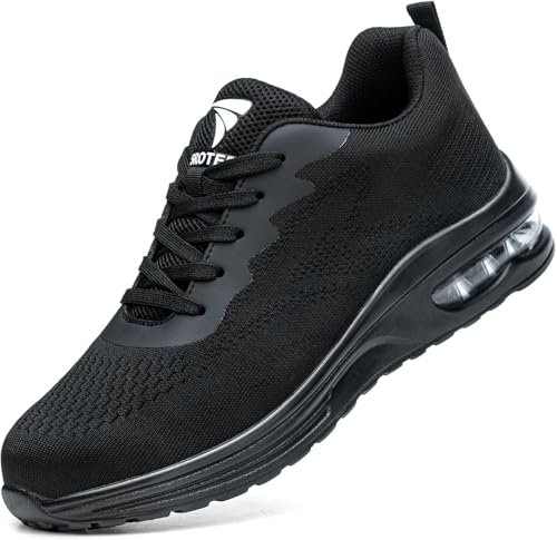 WUAYAMI Chaussures de Sécurité Hommes Femmes Baskets de Secruite Légère Chaussure de Travail Confortable Respirantes Chaussure de Chantier Antidérapantes, Noir, 41 EU