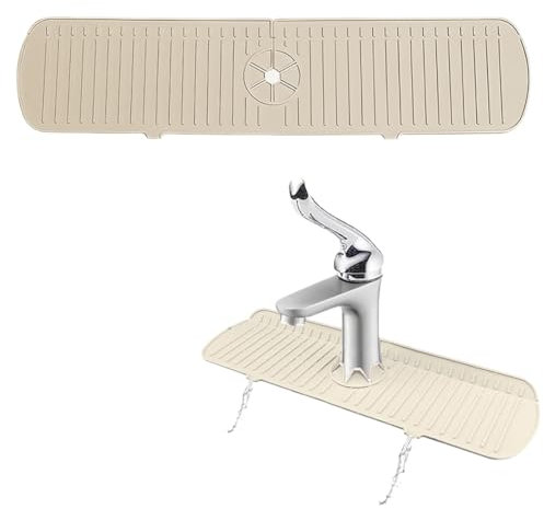 KGDUYC Tappetini per lavello da cucina Tappetino di scarico del rubinetto in silicone, protezione del piano di lavoro della cucina e del bagno (bianco sporco)