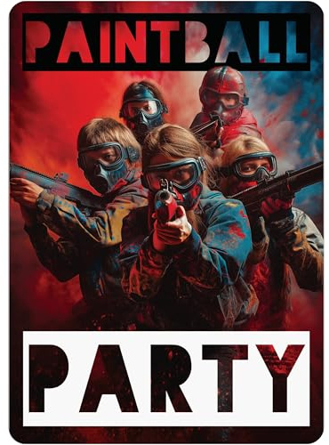 PACKLIST Tarjetas de Invitación de Cumpleaños y Fiestas – ¡12 Tarjetas de Cumpleaños Personalizables para Tu Fiesta en el PAINTBALL! Con esta Invitación la Celebración Será un Éxito. Let´s PARTY!