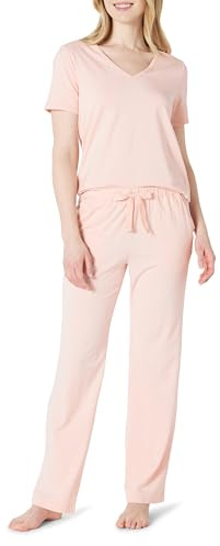 Amazon Essentials Mujer Conjunto de Ropa de Dormir con Camiseta de Manga Corta y Pantalón en Suave Mezcla de Algodón y Modal