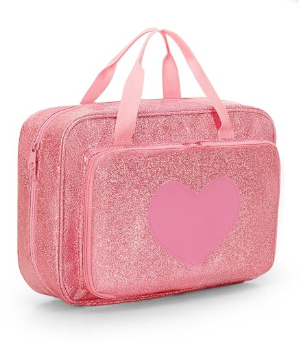 LoDrid Dolls Carrying Case Compatible with Barbie Dolls 12-Inch, Storage Bag with Handle and Multiple Pockets to Hold 6 Dolls and Accessories Pink