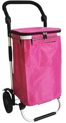 AMULONG Chariot de Course Chariot De Courses Pliable Et Multifonctionnel avec roulettes Et Sac en Toile Amovible Chariot Marché(Rot)