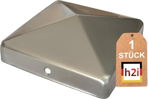 h2i Pfostenkappe | Edelstahl | 146 x 146 mm | 1 Stk. | Eckige Abdeckkappe für Garten Holzpfosten Pfostenträger & Zaunpfosten in Pyramidenform | Wetterschutz für Holz-Balken & Pfosten