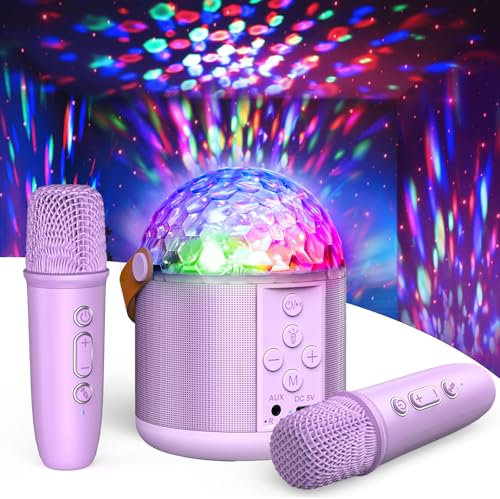 Dislocati Karaoke per Bambini & Adulti con Luci Discoteca, Regalo Bambina 5-12+ Anni Cassa Bluetooth con Microfono Bluetooth Giocattolo Musicale per Feste - Regali Natale Bambini