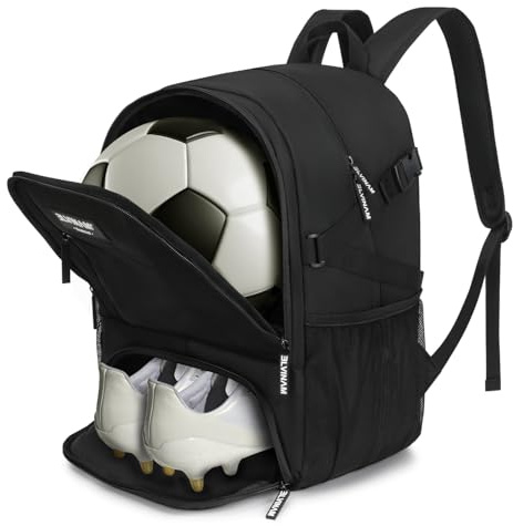 ELVINAM Mochila Fútbol Unisex con Compartimento para Balón y Zapatillas - Mochila Deportiva Grande Impermeable para Mujer, Hombre, Jóvenes y Adultos - Ideal para Entrenamientos, Colegio y Gimnasio