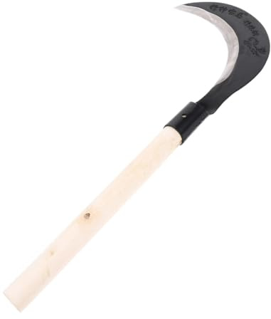 IWOWHERO Falciolo da Giardinaggio con Lama in Acciaio al Manganese Manico Lungo Ergonomico per Diserbo Manuale e Coltivazione Orto Strumento Resistente e Bilanciato per Uso Una Mano