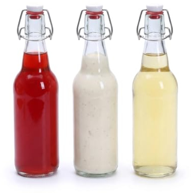 Punorric Salad Dressing Bottle Set of 3, 500ml Glass Shaker Bottle, Salad Dressing Container with Leakproof Lid, Glass Sauce Bottles for Kitchen Accessories, Oil Vinegar Dressing Pots