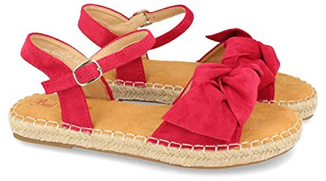 shoes&blues.es Sandalia plana de yute casual con lazo y pulsera ajustable. Coleccion primavera verano. Talla 39 Fucsia