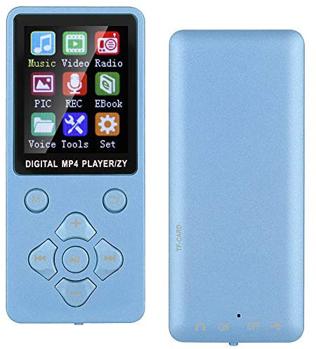 Denash Lecteur MP3 MP4, Lecteur de Musique numérique Bluetooth avec écran de 1,8 Pouces, Enregistrement Audio Radio, Haut-Parleur stéréo avec Son HiFi, Carte Extensible 32 Go TF(Bleu)