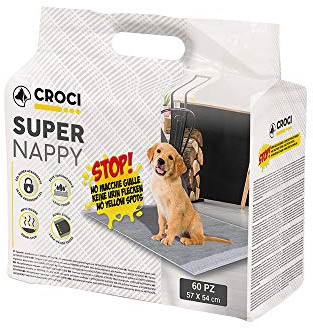 Croci Super Nappy - set med 60 hundtoaletter, 57 x 54 cm - för hundar och husdjur, för kissa, hundar och katter, ultraabsorberande engångstyper, riv- och luktbeständiga