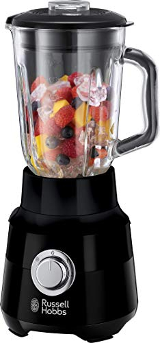 Russell Hobbs Standmixer [1,5l Glasbehälter] Matt Schwarz (starker 0.9PS Motor, Impuls-/Ice-Crush-Funktion, Edelstahlmesser, BPA-frei Mixer, elektrischer Zerkleinerer, Smoothie-Maker) 24722-56