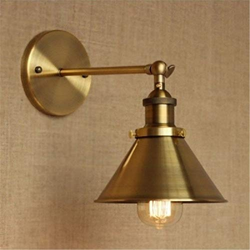 UKN Brass Wall Sconce with Metal Cone Shade Gold Industrial Dimmable