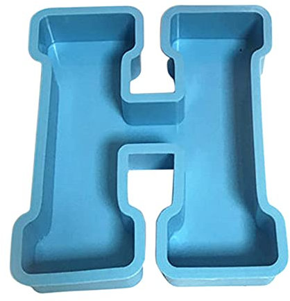 FNKDOR 26 Buchstaben Kuchenform Backformen Groß ca 15×15×4.3cm Multifunktional Silikonform für Eiswürfel, Pizza, Brot, Mousse, Gelee, Gießharz (H)