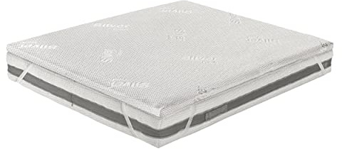 Tata Home Topper Materassino Coprimaterasso in Memory Foam Sfoderabile Correttore per sopra Materasso 1 Piazza e Mezza 130x190 cm Alto 5 cm in Fibra d’Argento