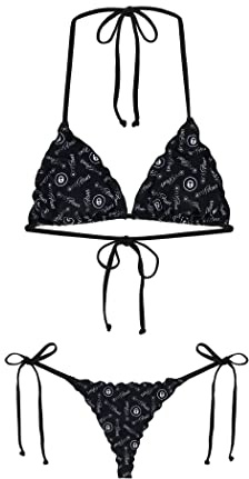 OnlyFans Conjunto de bikini triangular para mujer, traje de baño halter con tirantes ajustables, traje de baño de dos piezas, Negro, Talla única