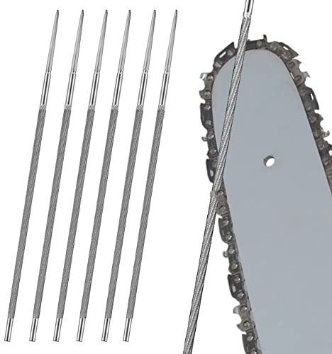 Rundfilar för motorsåg, 5,2 mm, rundfil för sågkedjor, motorsåg, filar för gräsklippare, motorsåg, slipfil, 6 stycken, för reparation och skärpning, sågkedjor, slipverktyg