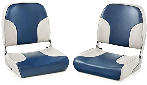 GOPLUS - Lote de 2 Asientos de Barco Plegables, Sillas Acolchadas Con Respaldo Ergonómico Bajo Para Pesca, Velero y Yate - 41 x 49 x 47 cm, Carga 180 kg