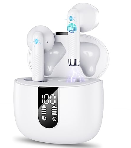 Écouteurs intra-auriculaires sans fil Bluetooth 5.3 avec microphone antibruit CVC8.0, écouteurs Bluetooth 40H avec pilote stéréo de 14,2 mm, écouteurs sans fil étanches IP7 pour Android/iOS, USB-C
