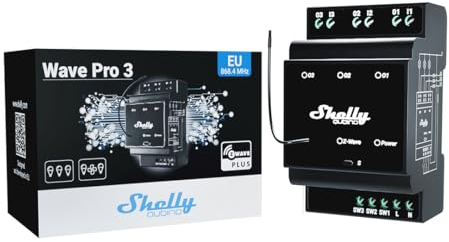 Shelly Wave Pro 3 | Professioneller 3-Kanal DIN-Schienen Z-Wave Schalter | Potenzialfreien Kontakten | Z-Wave-Gateway erforderlich | Erweiterte Funkreichweite