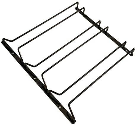 Portabicchieri da vino sospeso sotto il mobile, porta calici in metallo nero rustico da 30/40/50 cm, Mantieni i Bicchieri Asciutti, con viti(3 Row 30cm)