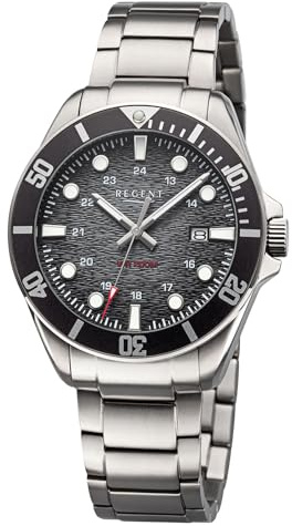 REGENT Herrenuhr Titan 20 Bar Wasserdicht Schwarz BA-857