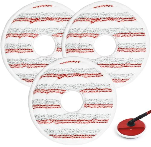 Spin Mop Heads Mop Head Replacement Compatible with Vileda Spin and Clean Floor Mop and Bucket,Reusable and Washable Microfiber Mop Refills with Scrub Strip for Multi Surface Floor Cleaning,3 Pack
