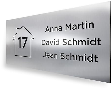 REGALOCREATIVO Placa de Buzón 12,5x5 cm. Grabada en PVC con Efecto Aluminio Metalizado. Añade Nombre y Número