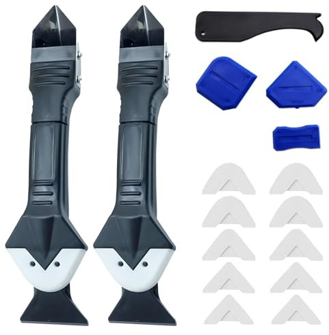 BORISCA 16 Pezzi 3 in 1 Strumento di Sigillante Kit, Togli Silicone Angolare con Grout Remove, Spatola per Silicone Raschietto con Strumenti, Calafataggio Raschietto in Silicone per Finestra, Cucina