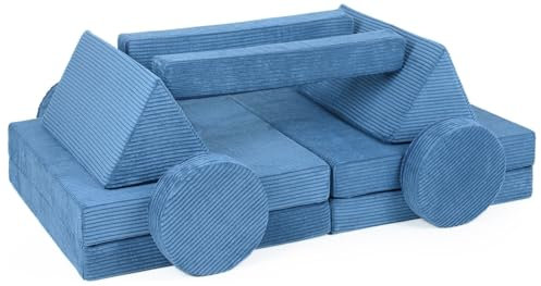 Velinda Spielsofa Modulsofa Spielmöbel modulares Kindersofa Familienmöbel Bausteine-Set (Farbe: dunkelblau (Cord))