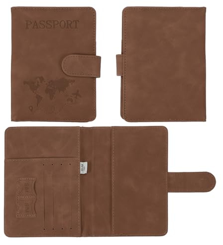 PATIKIL Porta passaporto in pelle, custodia impermeabile per passaporto, con slot per carte di credito RFID, Marrone