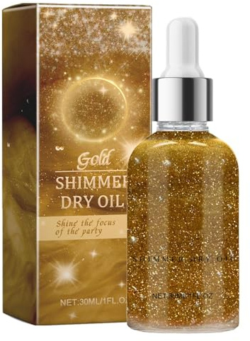 Aceite Corporal Brillante: Aceite De Maquillaje Brillante Seco, Brillo Radiante Para La Cara, Los Hombros, Las Piernas | Aceite Corporal Iluminante Con Alto Brillo, Fórmula No Grasosa, Aceite De Maqui