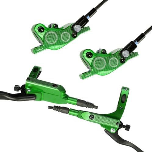 Aptliton Aluminium Alloy Disc Brake Set, 4-Piston Bicycle Hydraulic Disc Brake, Mountain Bike Hydraulic Brakes Set for Bicycle, Green