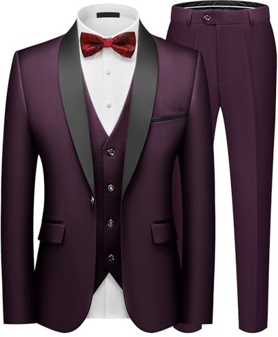 Autsel Traje para Hombre de 3 Piezas Slim Fit Ajustada Elegantes Boda