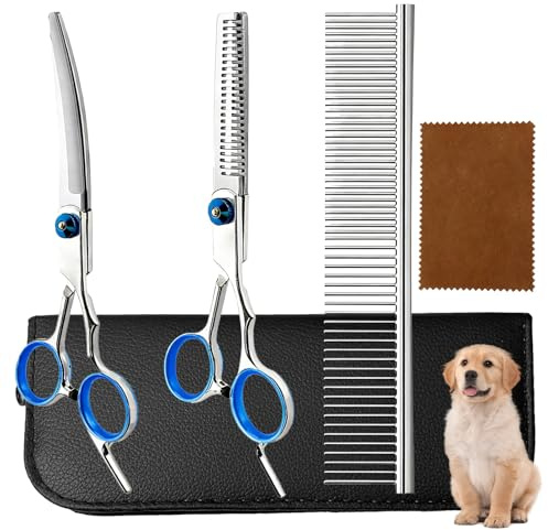 Dog Grooming Scissors Set 5-in-1, Professional Pet Grooming Kit