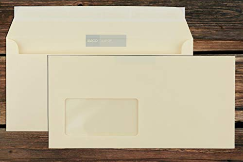 Elco Color Briefumschläge mit Fenster (lasertauglich) / hellchamois-creme / 114x229 mm (DL) / mit Abziehstreifen/haftklebend / 250 Stück