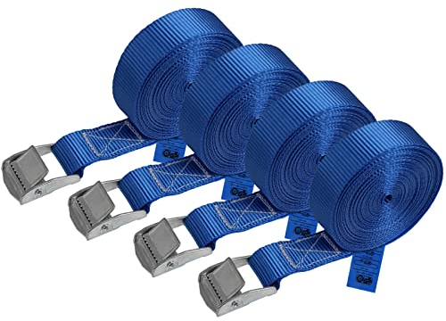 Cinghia di fissaggio Cinghie di tensione - blu - 2,5m 4m 6m - diverse quantità, sicura del carico resistenza fino a 250 kg DIN EN 12195-2, 4 pezzi 2.5 cm x 6 m