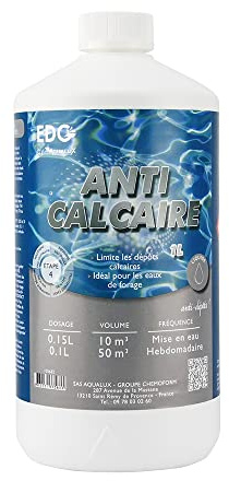 EDENEA - Anti-Calcaire Liquide 1L | Anti-Tartre & Anti-Eau Laiteuse | Protège Liner, Coque et Filtre | Prévention Calcaire Piscine et Spa | Haute Performance