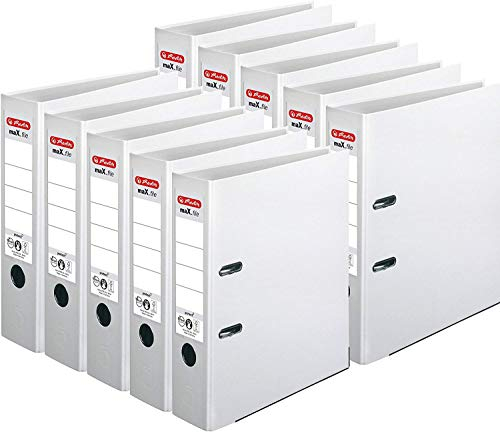 Herlitz Ordner maX.file protect A4 (8 cm mit Einsteckrückenschild) 10er Pack (Weiß)