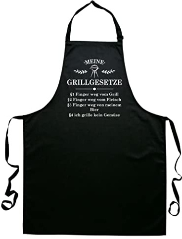 tradercat Tablier de barbecue pour homme – Drôle, lois du barbecue – Extra renforcé, taille réglable, protection contre la graisse et la saleté, idéal comme cadeau, fabriqué en Allemagne
